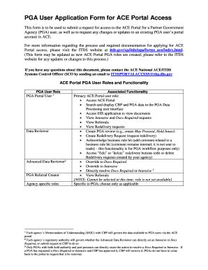 Fillable Online Cbp Pga User Application Form For Ace Portal Access