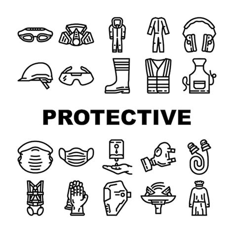 personal protective equipment icons vectors illustrations