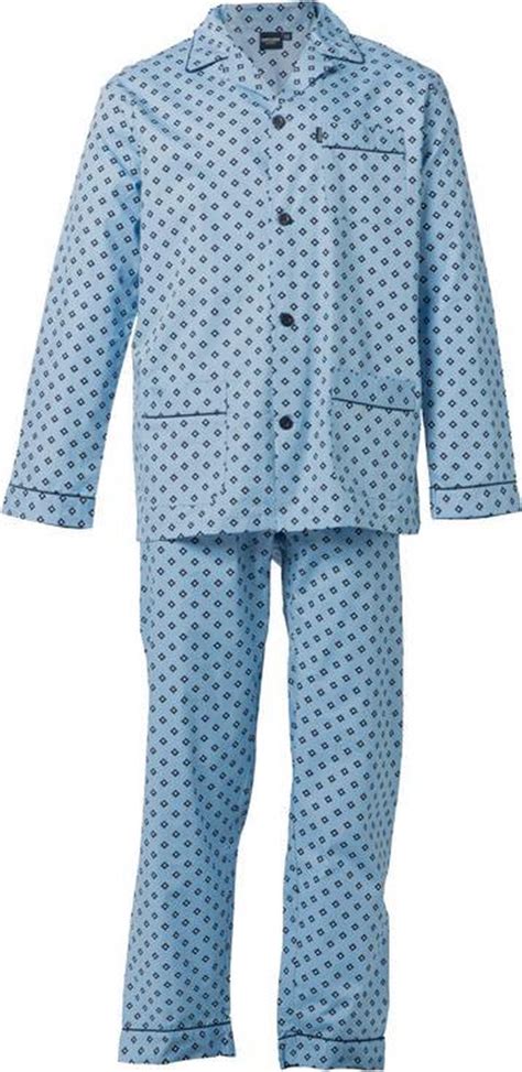 Gentlemen Heren Pyjama Katoen Knoopsluiting 58 Blauw Bol