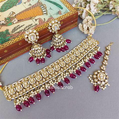 Pink Color Kundan Jewellery Set For Lehenga FashionCrab