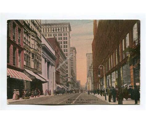 Fourth Street Looking East Cincinnati Ohio Vintage Postcard