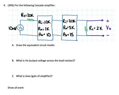 Solved For The Following Cascade Amplifier A Draw Chegg