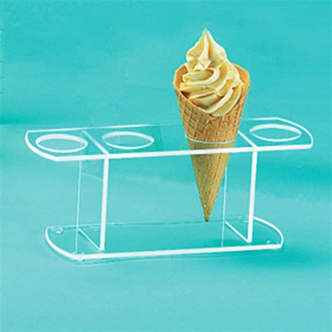 Acrylic Ice Cream Cone Holder Stand With Holes Transparent