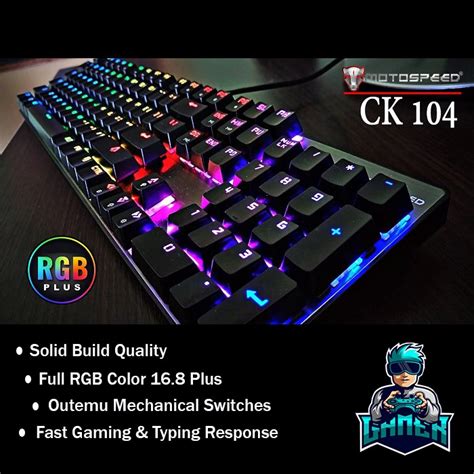 Jual MECHANICAL KEYBOARD MOTOSPEED CK 104 RGB INFLICTOR Outemu Red