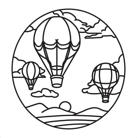 Hot Air Balloon Sketch Vector Art At Vecteezy