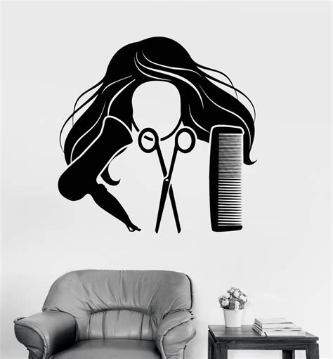 Vinyl Wall Decal Hair Salon Barber Tools Beauty Salon Stickers Mural