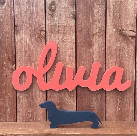 Baby Name Sign Olivia Custom Wooden Name Sign Cursive Etsy