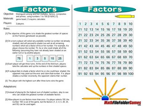 Factors: Multiples, Factors, Composites and Primes Game