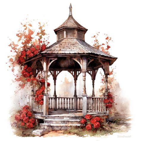 A Beautifully Weathered Victorian Garden Gazebo Its Aged Woodwork