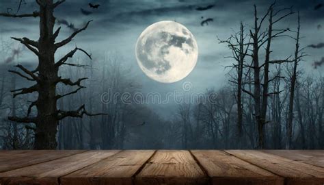 A spooky forest at night stock illustration. Illustration of forest ...