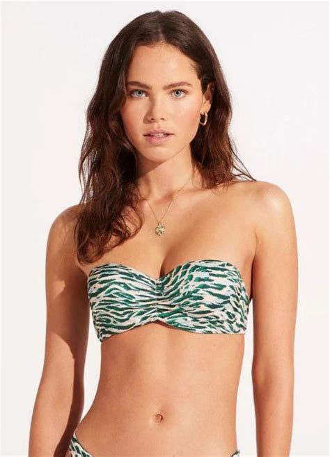 Seafolly Wild At Heart Bustier Bandeau Bikini With Retro High Waisted