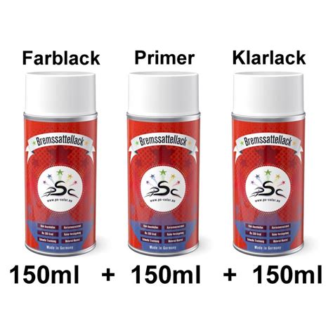 PFK Set 3x 150ml Bremssattellack Perlkupfer RAL 8029 Primer Clear