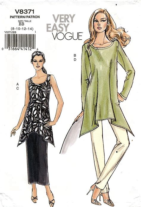 Vogue V Sewing Pattern For Misses Tunic Skirt And Etsy