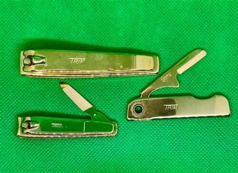 Vintage Bassett Trim Manicure Grooming Set Usa Gold Plated 3 Pc Nail