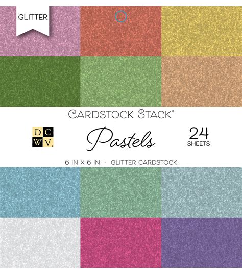 DCWV 24 Pack 6 X6 Glitter Cardstock Stacks Pastels JOANN