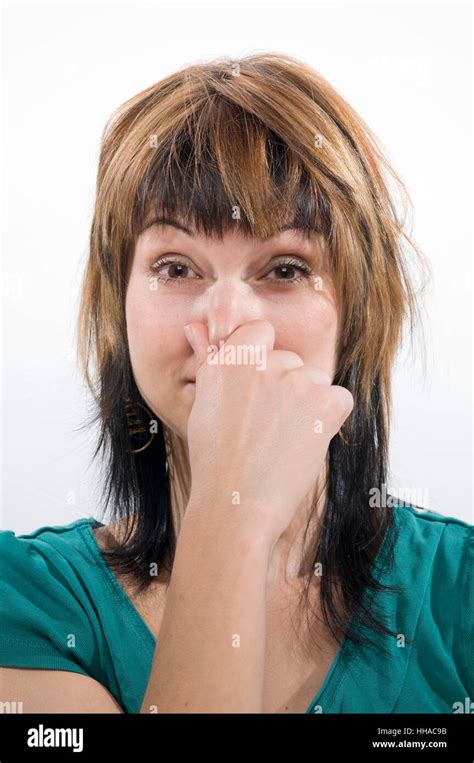 hold  nose  stock photo alamy