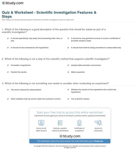 Scientific Inquiry Worksheet — Db