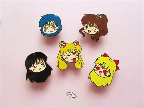 Sailor Emojis Enamel Pins Set Different Emojis Sailor Moon Character