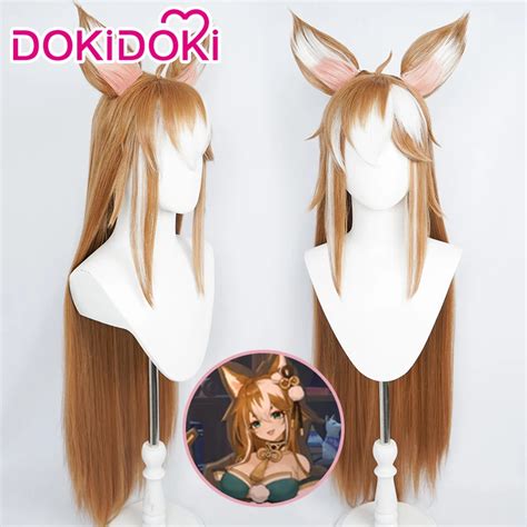 In Stock Dokidoki Game Genshin Impact Miss Hina Cosplay Wig Gorou