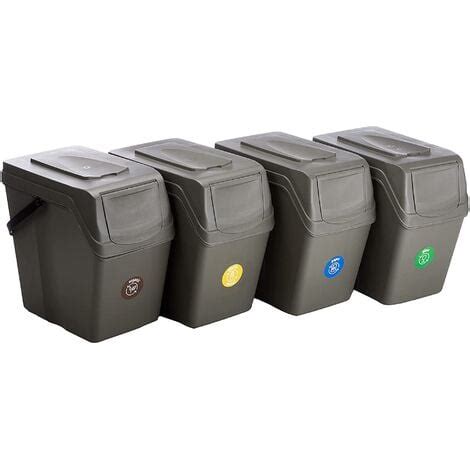 Set De Cubos De Basura Keden Sortibox Para Reciclado Gris Volumen X L