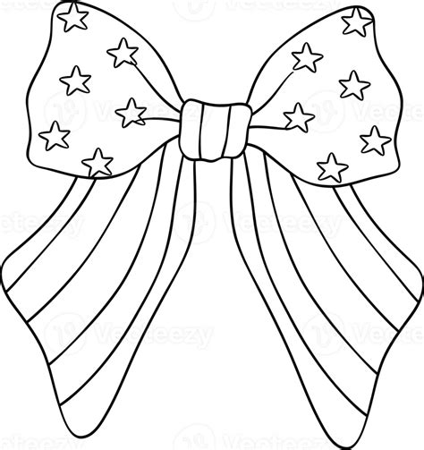 Coquette Ribbon Bow Th Of July Doodle Outline Png