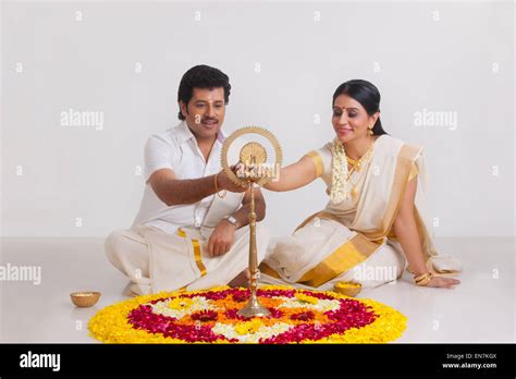 Couple Celebrating Onam Stock Photo Alamy