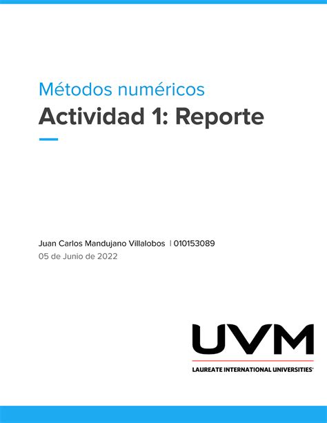 A1 JCMV actividad 1 de metodos numericos Métodos numéricos