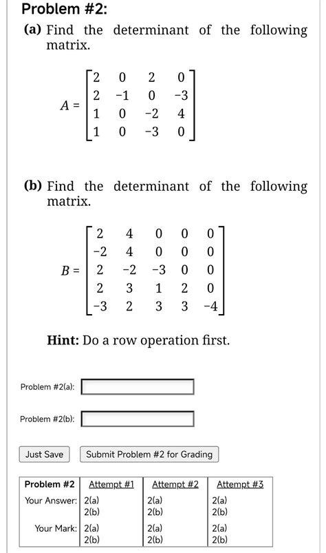 Solved A Find The Determinant Of The Following Matrix