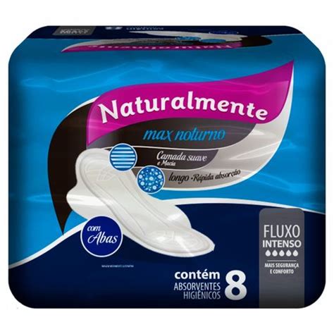 Marca De Absorvente Noturno - Absorvente Naturalmente Max Noturno com Abas 8 Un. - Drogarias Pacheco