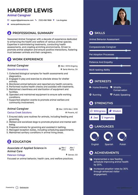 10+ Animal Caregiver Resume Samples & Templates for 2025