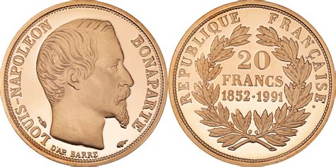 Frankreich 20 Francs 1991 Paris Münze Napoleon III Paris Proof STGL