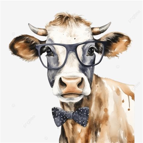 Aquarelle Dr Le De Vache Portant Des Lunettes G N R E Par Ai Png