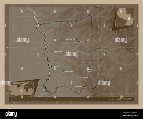 San Pedro Department Of Paraguay Elevation Map Colored In Sepia Tones