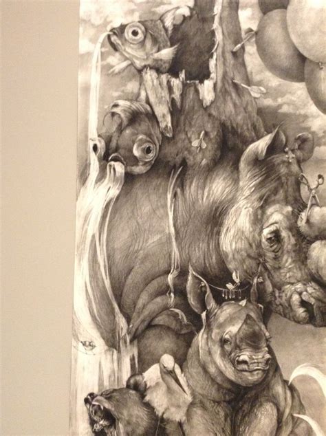 Rhinos Adonna Khare Carbon Pencil On Paper On Display At Crystal