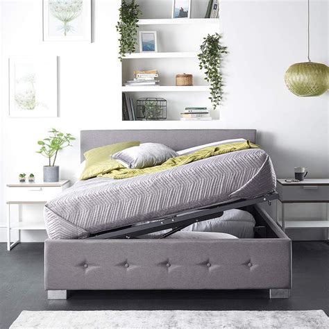 Aspire Beds Upholstered Side Opening Storage Ottoman Bed In Steel Plush