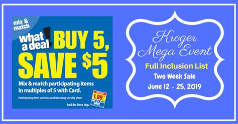 Kroger Buy 5 Save 5 Mega Event Full Inclusion List 2 Week Sale