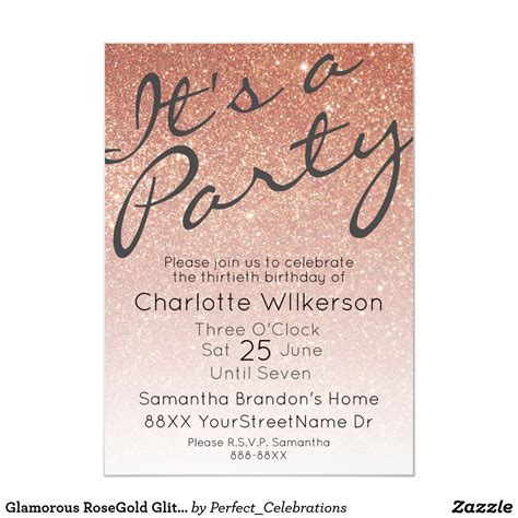 Glamorous Rose Gold Glitter Gradient Party Invitation Zazzle