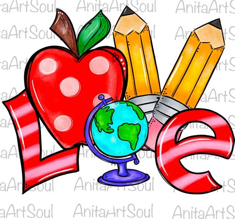 LOVE Teacher Sublimation PNG Design, Hand Drawn Digital Download ...