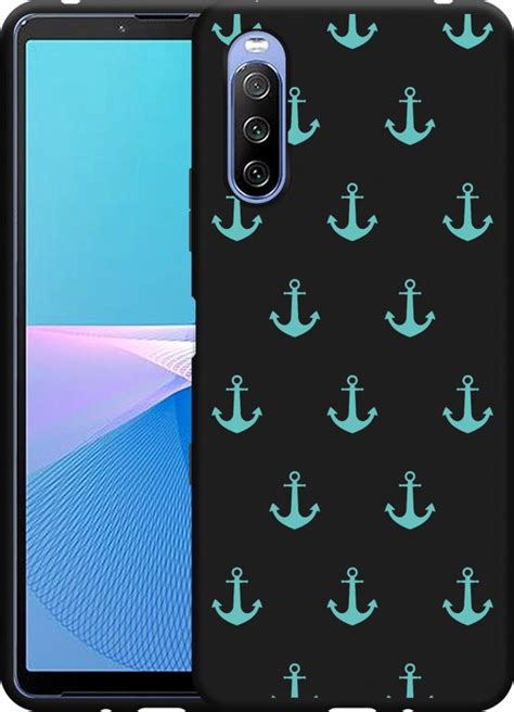 Sony Xperia 10 III Hoesje Zwart Ankers II Designed By Cazy Bol