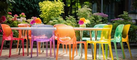 Premium AI Image | Colorful plastic furniture in the garden