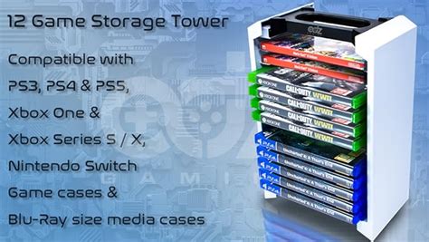 Universal Game Storage Tower Stores 18 Game Or Blu Ray