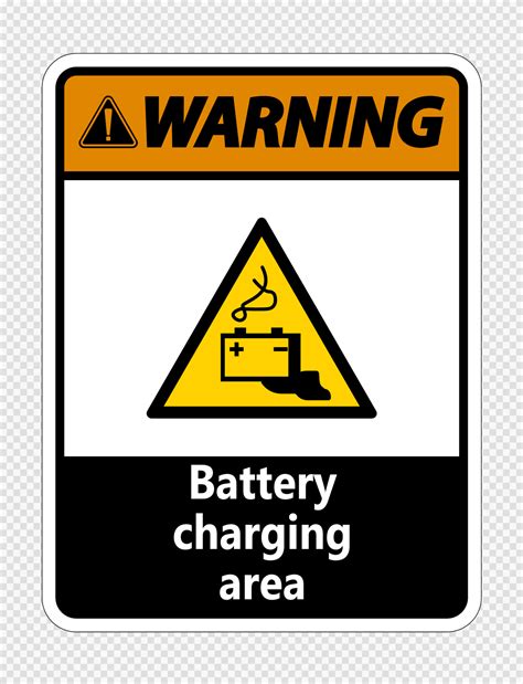 Warning Battery Charging Area Sign On Transparent Background