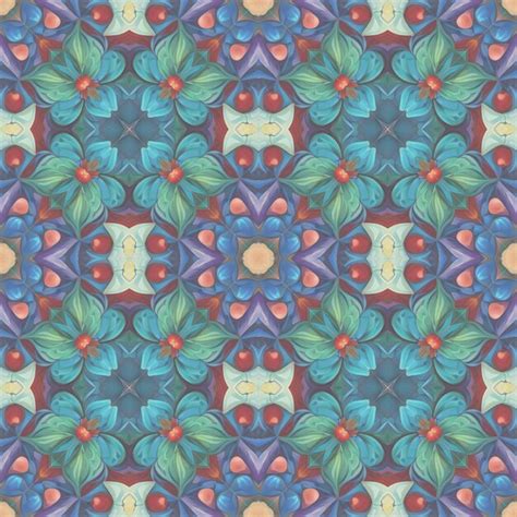 Premium Photo | Seamless pattern with mandalas in blue and red colors