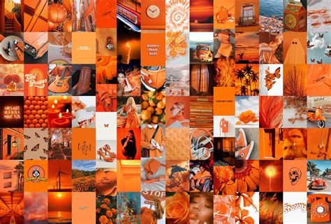 Orange Collage Kit Orange White Aesthetic Wall Collage Kit Etsy