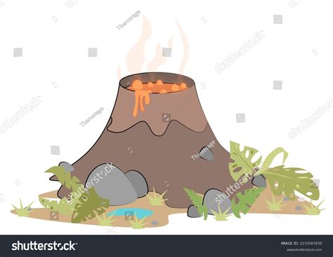 Cartoon Volcano Lava Age Dinosaurs Stock Vector (Royalty Free ...