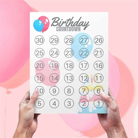 FREE Birthday Countdown Calendar Printable - Printables For Life