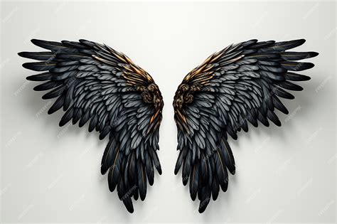 Ángel negro alas ilustración fondo blanco | Foto Premium
