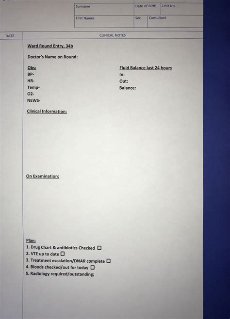 Ward Round Template Enhancing Patient Safety On Ward Rounds Bmj Open