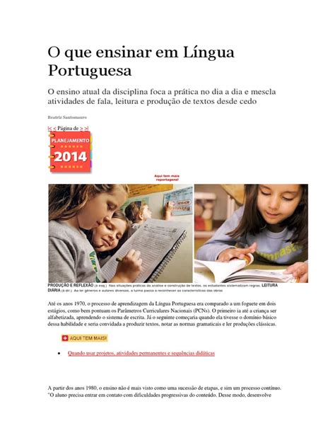 O Que Ensinar em Língua Portuguesa | PDF | Alfabetização | Aprendizado