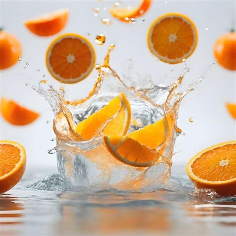 Premium Ai Image Fresh Orange Slices With Water Splash